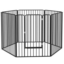 6-osainen modulaarinen teräksinen koiratarha suurille koirille, 164x83x100 cm, musta