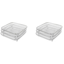 2X Freidora de Aire de Tres Niveles Rejilla para Asar Herramienta Airfryer de Acero Inoxidable Bandeja para Hornear Rejilla para Asar Freidoras de