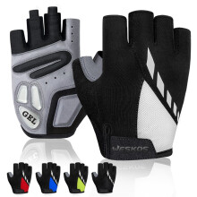 (White, S) Half Finger Cycling Gloves - Breathable, Gel Padded Protection, for Road Bicycle, MTB,Men and Women