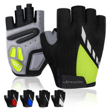 (Yellow Fluo, XL) Half Finger Cycling Gloves - Breathable, Gel Padded Protection, for Road Bicycle, MTB,Men and Women