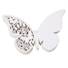 50 pcs Name Card Place card Paper Butterfly WHITE Wedding Cake Cap Deco