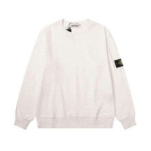 (XL, White) 2025 Classic Stone Correct Version Solid Color Round Neck Badge Long Sleeve Men And Women