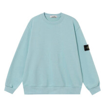 (XL, Light blue) 2025 Classic Stone Correct Version Solid Color Round Neck Badge Long Sleeve Men And Women