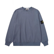 (M, Gray blue) 2025 Classic Stone Correct Version Solid Color Round Neck Badge Long Sleeve Men And Women