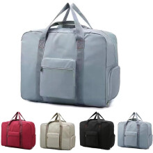 (Blue) Foldable Travel Duffel Bag with Shoe Compartment, 51x20x41 cm, Luggage Sleeve, Multiple Pockets
