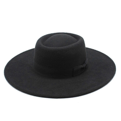 (Black) Classic Lightweight Hat for Women with Wide Brim, Felt