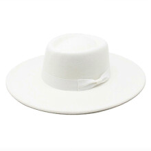 (White) Classic Lightweight Hat for Women with Wide Brim, Felt