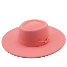 (Pink) Classic Lightweight Hat for Women with Wide Brim, Felt