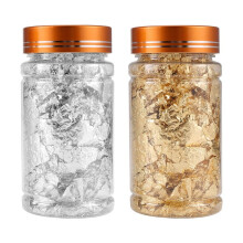 2Pcs Metallic Foil Paper Silver Gold Leaf Flakes for DIY Painting Gilding Crafting Nail Arts (Silver Gold)