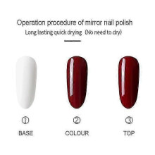 Silver Metallic Mirror Nail Polish Quick Dry Long Lasting Diamond Pearl Shimmer 18ml (12#)
