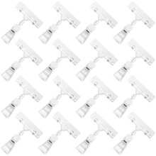 16Pcs Clear Sign Clips Plastic Clip Sign Holder Stand, Swivel Price Clips Clothing Rack Signs Tag Clothing Rack Signs