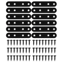 12 PCS Straight Brackets Stainless Steel Brace Flat Metal Brackets Mending Repair Plate with Screws for Wood