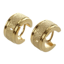 1 pair of fashionable mens ladies titanium steel earrings stud jewelry - gold