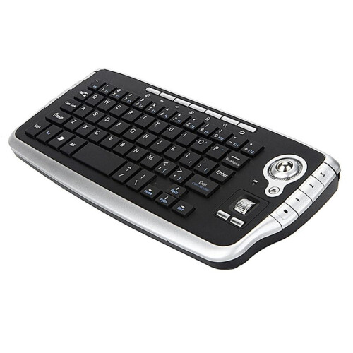 2.4GHz Wireless Keyboard with Trackball Mouse Scroll Wheel Remote Control for Android TV BOX  TV PC Notebook Silver