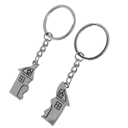 2 Pcs House Shape Magnetic Keychain Key Ring for Lovers 2