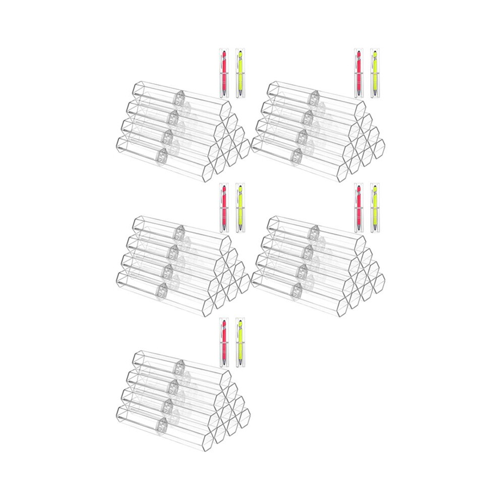 50 Pcs Acrylic Pen Boxes Clear Ballpoint Pen Case Pencil Gift Box Pen Storage Container Hexagon Single For School Office 6031456083914