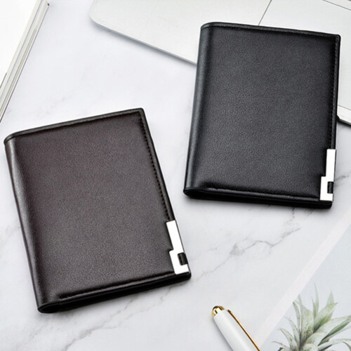 Men's Wallet Pu Leather Double Fold Men's Wallet Casual Close-Fitting Multi-Function Leather Bag Clutch Bag(Black) 1