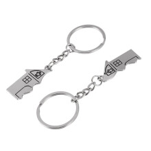 2 Pcs House Shape Magnetic Keychain Key Ring for Lovers