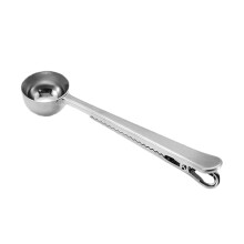 2 in 1 Coffee Spoon with Bag Clip, Multifunction Stainless Steel Ground Coffee Spoon with Bag Seal Clip