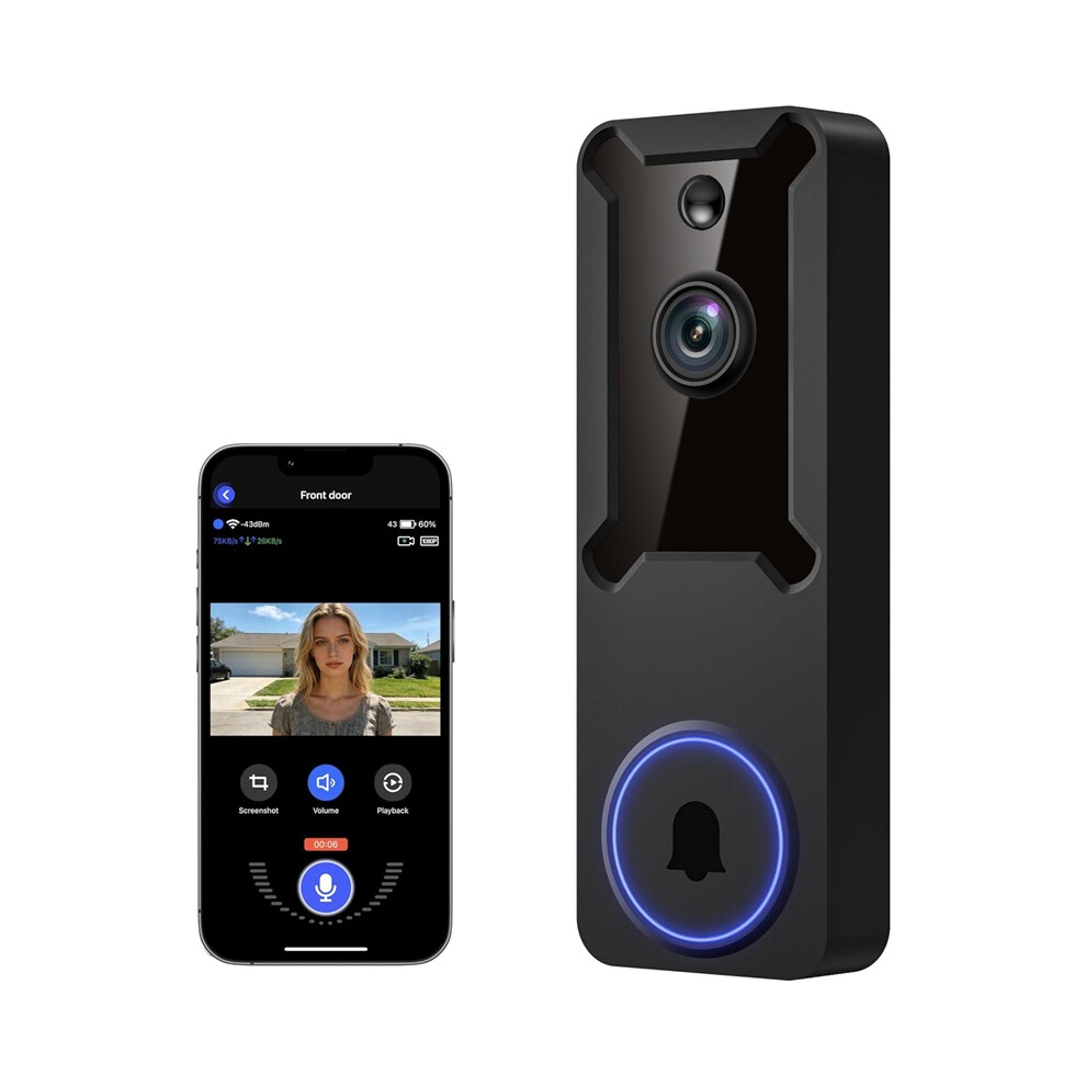 1080P Wireless Wi-Fi Doorbell Camera With Night Vision, Two-Way Audio, Cloud Storage, Ai Motion Detection For Home Security 4017648540061