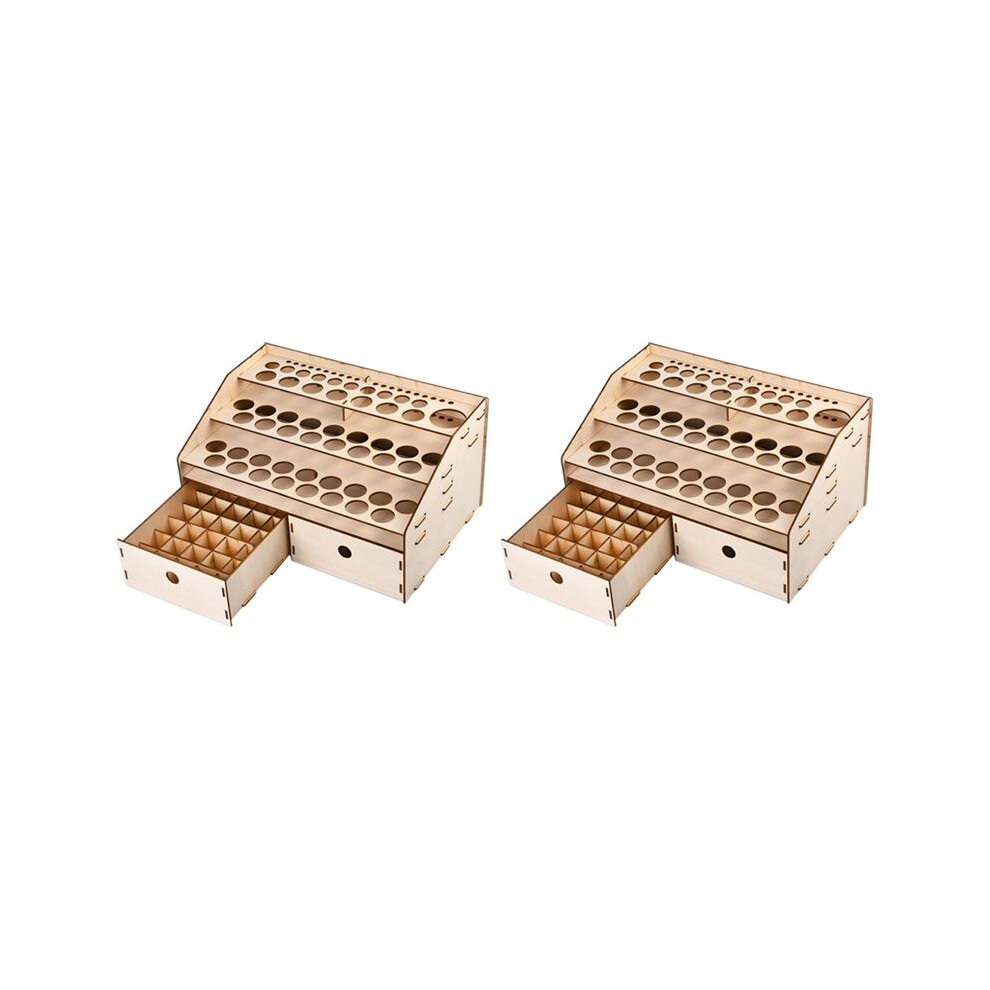 2X Diy Wooden Organizer Paint Bottles Display Rack Brushes Holder Stand Storage Model Tool 6031119505487