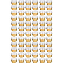 Dessert Cups with Lids, 300 Pack Gold Aluminum Foil Baking Cups Holders, Cupcake Bake Utility Ramekin Clear Pudding Cups