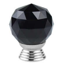 2pcs Crystal Glass Door Knobs Drawer Cabinet Furniture Kitchen Handle - black