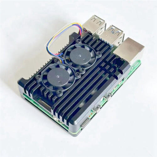 Suitable for Raspberry Pi 5Th Generation Aluminum Shell Raspberry Pi 5 Dual Fan Cooling Protection Box Metal Shell 2