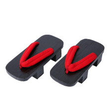 1 Pair Clogs Flops Summer Platform Sandals Flip-flops Two-teeth Casual Slippers Size 38 23CM 6US 3.5UK 36.5EU 9.039Inch (Red Strip Black Wood)