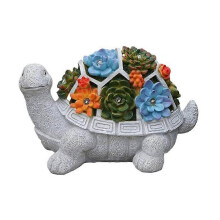 (Plant) Classic Multi-functional Turtle Resin Statue Solar Courtyard Lawn Decoration Light Garden Crafts Superior