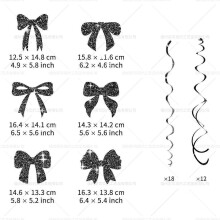 18pcs Black Bow Hanging Swirls - Spiral Ceiling Decorations for Birthday Party Supplies Baby Shower Bridal Shower