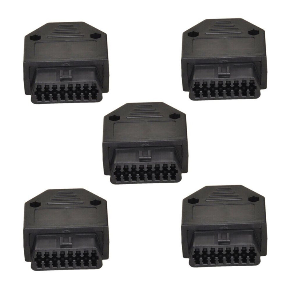5X Obd2 Obd Ii 16 Pin Connector Socket Diagnostic Tool Adapter + Enclo Black 4038697544466
