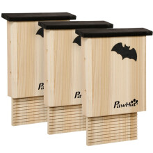 Set di 3 casette per pipistrelli da esterno in legno di abete, 25x6x37,5 cm, legno naturale