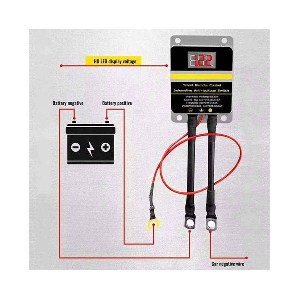 Universal 12V Car Battery Cutoff Wireless Remote Control Disconnect Battery Relay With Led Leakage Protection 4712139580075