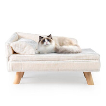Canapés - HELLOSHOP26 - 71x43x40 cm - Elevado - Peluche blanco - Carga 30 kg