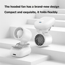 -Klappventilator mit Clipverschluss, Tragbar, 3 Geschwindigkeitsstufen, Wiederaufladbar über USB-C, Ideal für Reisen und Outdoor-Aktivitäten A