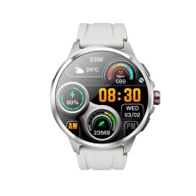 (Silver) Smart Watch Android Watches Amoled Smartwatch With 190 Rotary Camera Google Play Store 1.95inch Amoled Screen