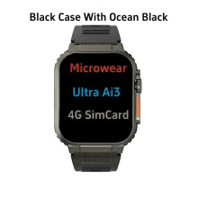 (Black) Smartwatch-4G SIM Card Android 2.2'' Amoled AI Health Monitoring- 180 Rotary Camera