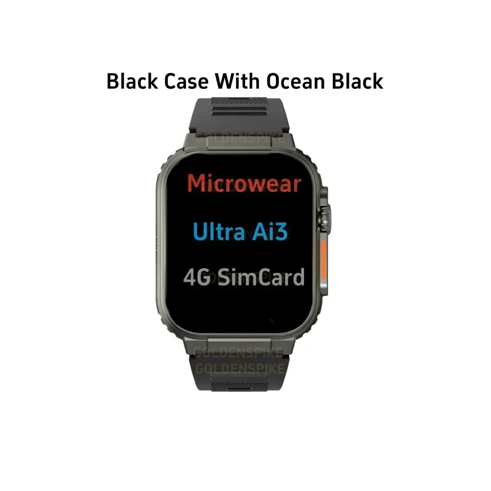 (Black) Smartwatch-4G Sim Card Android 2.2'' Amoled Ai Health Monitoring- 180 Rotary Camera Black 6900890402622