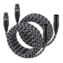 2er-Pack XLR-Kabel, Geflochten, Stecker auf Buchse, Symmetrisches DMX512-Mikrofonkabel für Mikrofonmischer und Lautsprecher