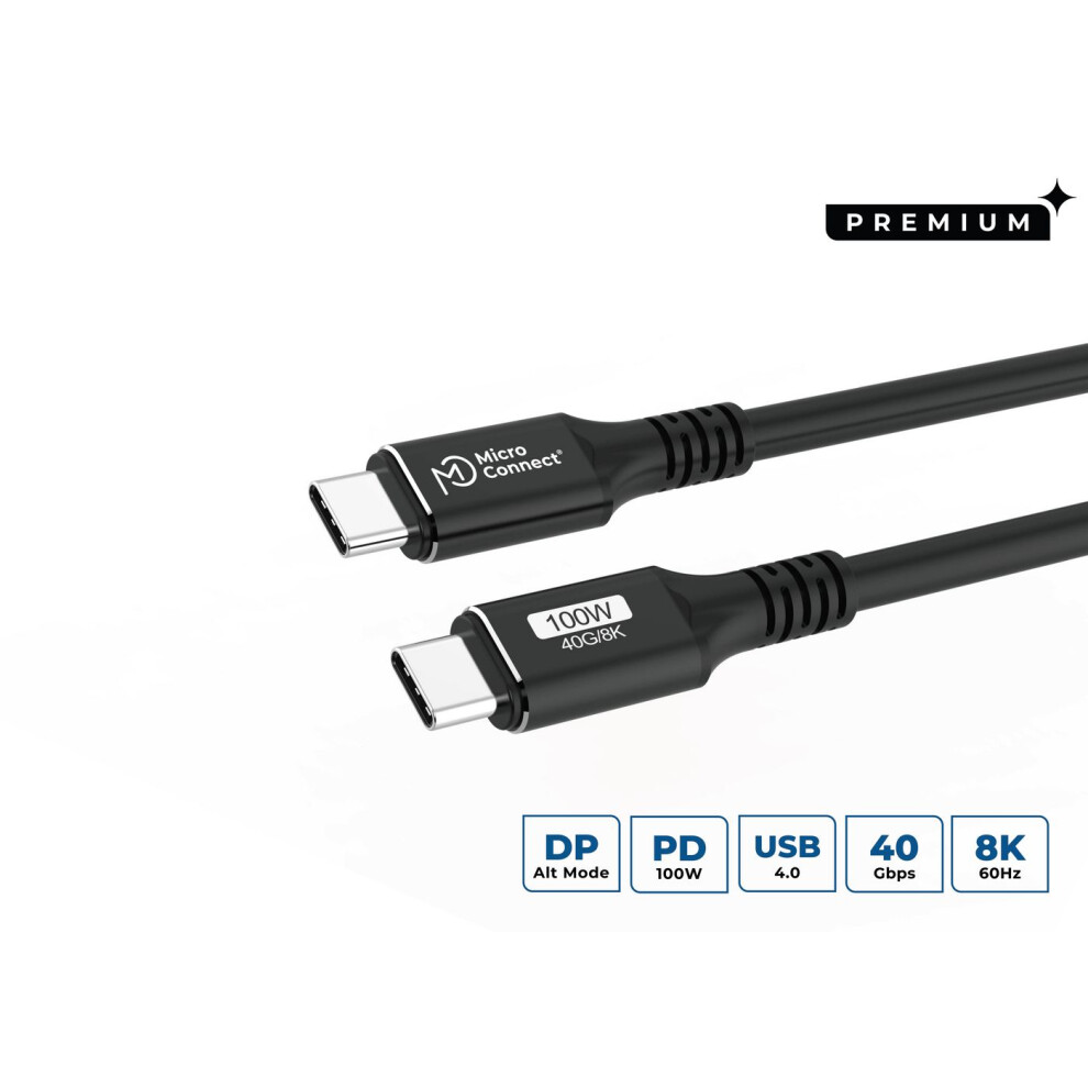 Microconnect Usb-C To Usb-C Cable 3M Premium 100W 40Gbps Usb4 Gen 3X2 5715063545676