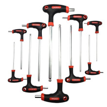 Conjunto de 10 Chaves Hexagonais com Cabo em T, Chaves Hexagonais Universais Torx, Chaves de Fenda Esféricas para Reparos Automotivos. A