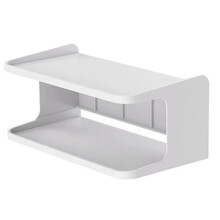 Organisateur D'Étagère de Chevet à 2 Niveaux, Style Moderne/Contemporain, Fixation Murale, Porte-Plateau Double, Blanc