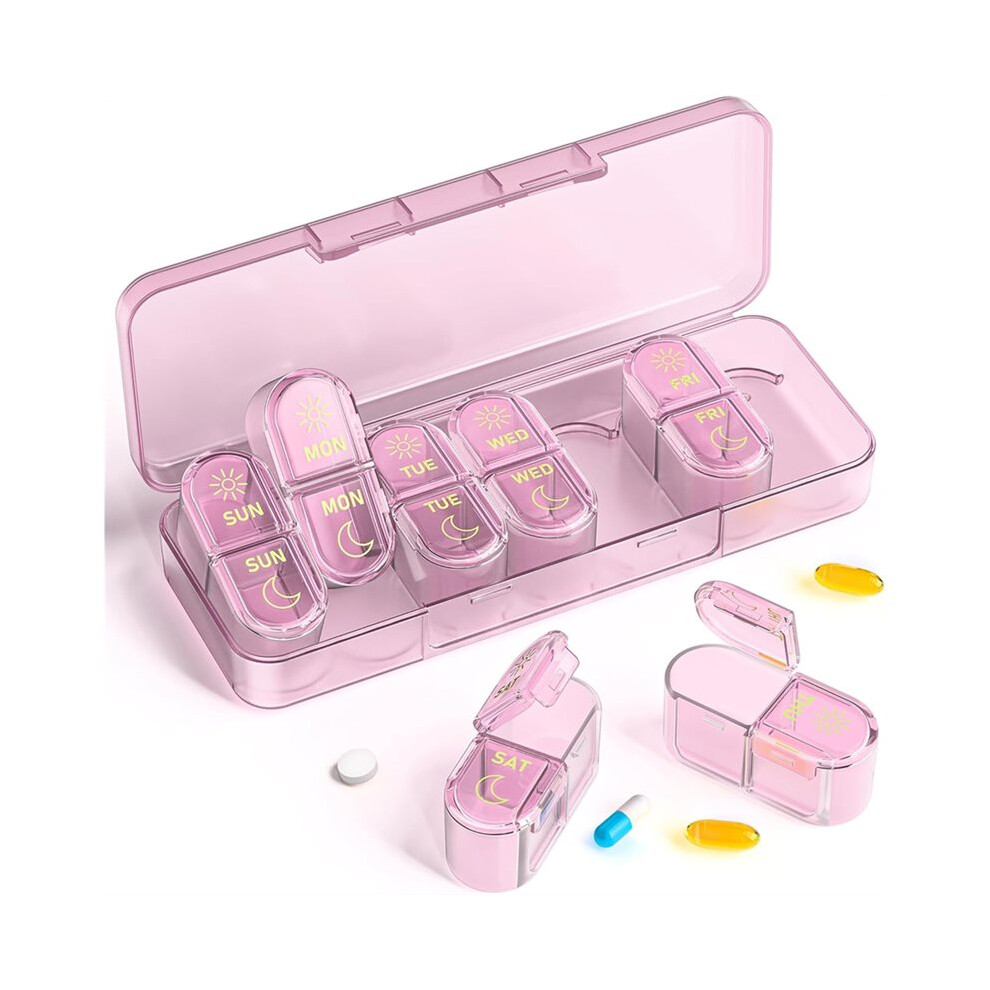 1 Pc AM PM Pill Organizer 7 Day - Weekly Pill Box for Medication, Vitamins, Supplements