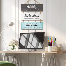 1 Set /3pcs Rural Wooden Sign Inspired Wall Decoration, with Proverbs Written  It,Can Be Hung Outside