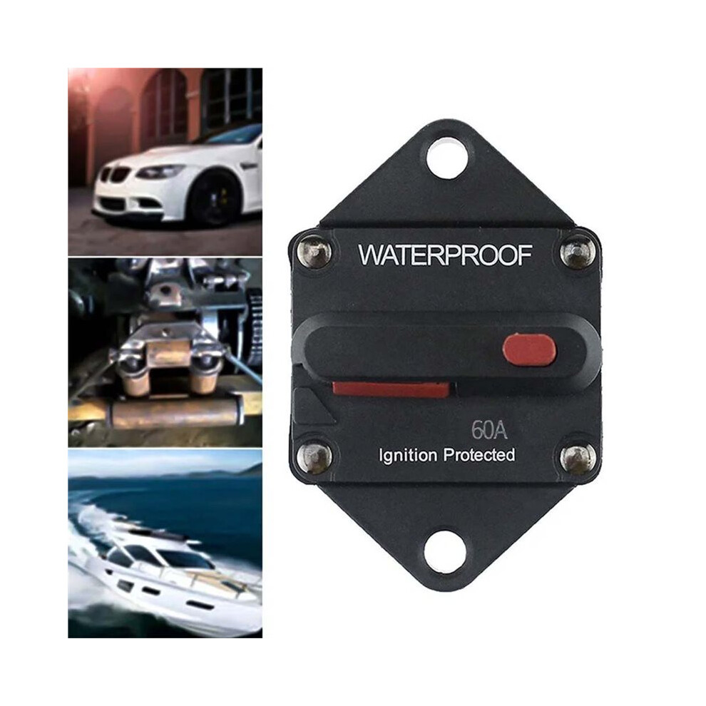 60A 12V 48V Car Audio Amplifier Circuit Breaker Fuse Holder Stereo Refit Adapter With Manual Reset Button 4713296619578
