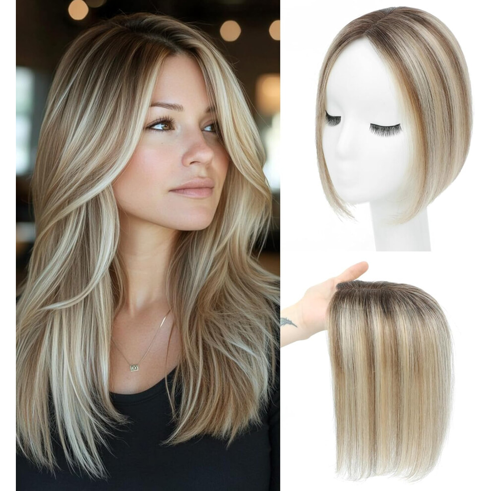 Unisex Not,Specified (Ombre Light Brown With Blond Highlight) Hair Toppers For Women Real Human Hair Topper With Thinning Hair Hairpieces(Dark Brown)2