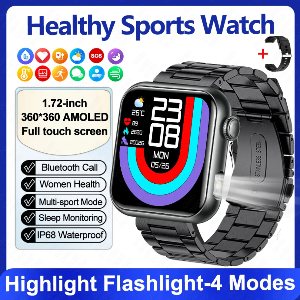 Smart Watch Ai Voice Bluetooth Waterproof 1.72" Hd Screen Heart Rate Blood Pressure Oxygen Micro Gheck Smartwatch 6900890399731