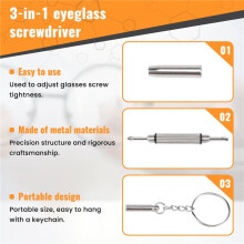 100Pcs/Pack 3 in 1 Eyeglass Screwdriver Sunglass Glasses Watch Repair Tool Kit with Keychain Portable Screwdriver Tool