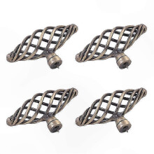 Lot de 4 poignées de tiroir/porte de meuble au design nordique en forme de cage à oiseaux, finition bronze antique